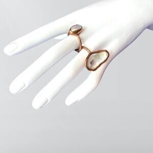 Handmade Organic Copper & Mother of Pearl Rings Set